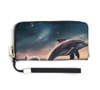 Dolphins Jump - Cartera larga de piel para mujer, tarjetero, bolso de mano