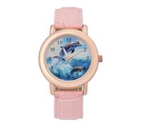 Dolphins Jump from The Sea - Reloj personalizado para mujer, correa suave, regalo para cumpleaños, día de San Valentín