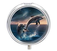 Dolphins Jump Pastillero de 3 compartimentos pequeño portátil para medicina organizador de pastillas para bolso de bolsillo