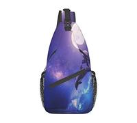 Dolphins Jumping The Water Under Moon Sling Mochila Pecho Crossbody Bag Mochila Informal para Hombres y Mujeres
