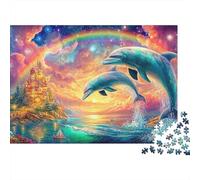 Dolphins Leap por Castle Under Rainbow Puzzle De 1000 Piezas Tema delfín Perfecto Regalo para Niños, Niñas, Hombres Y Mujeres 38x26cm/1000pcs