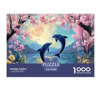 Dolphins Leaping out of The Water 1000 Pcs Ökopapier Puzzle Kitten Lebendige Bilder Kreatives Spiel Puzzles Für Erwachsene Und Kinder 52x38cm/1000pcs