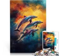 Dolphins Leaping Through Clouds- Rompecabezas de 1000 piezas para adultos, entrena tu cerebro y manos con piezas totalmente entrelazadas de forma aleatoria, 38 x 26 cm