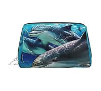 Dolphins - Organizador de maquillaje listo para viajar, bolsa de aseo portátil para mujer, Silver, Talla única, Neceser