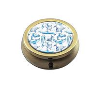 Dolphins Playing Custom Round BronzeBox Pocket 2.1" - 3 compartimentosBox/Pastillero Bolsillo