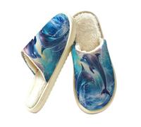 Dolphins Playing In The - Pantuflas de espuma viscoelástica para mujer, multicolor, 38.5/39.5 EU
