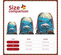 Dolphins Sea Turtle Shark Octopus Coral Print Gift Bolsa reutilizable con cordón para regalos de cumpleaños, almacenamiento diario, suministros de oficina