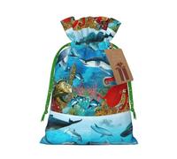 Dolphins Sea Turtle Shark Octopus Coral Reef Christmas Bag Gifts Happy Halloween Snacks Basket Drawstring Wedding Favor Packaging Party