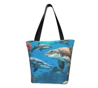 Dolphins Sea Turtle Shark Octopus Coral Reef Print - Bolso de hombro para mujer, ligero, cruzado, casual, compras, uso diario