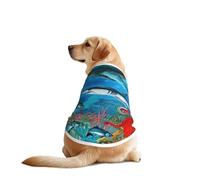 Dolphins Sea Turtle Shark Octopus Coral Reef Print Dog Outfit Sleeves, Funny Pet Dog Clothes - Chaleco lavable a máquina para perros medianos y grandes