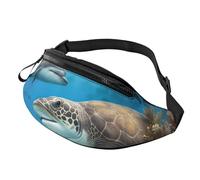 Dolphins Sea Turtle Shark Octopus Coral Reef Print Pack - Riñonera unisex ligera y ajustable para viajes y correr
