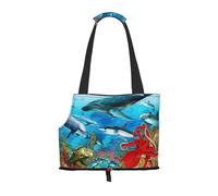 Dolphins Sea Turtle Shark Octopus Coral Reef Print Pets Dogs Carrier Bags Puppy Carrier Dog Walking Bags for Small Dogs and Cat and Rabbit