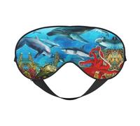 Dolphins Sea Turtle Shark Octopus Coral Reef Sleep Eye Mas Updated Design Light Block Night Eye Blinder Men Women Shift Travel Gifts