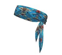 Dolphins Sea Turtle Shark Octopus Coral Reef Sports Headtie Beach Summer Tropical Adjustable Anti-Moisture wicking for Running Ninja Head Band