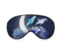 Dolphins Under The Moon Sleep Mask Fantastic Dolphin Blindfold para dormir Elástico Blackout Eye Mask Cover para toda la noche de sueño, viaje y siesta