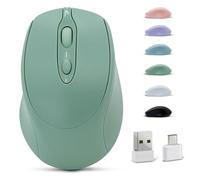 Dolrso Ratón Bluetooth, mouse inalámbrico recargable para laptop/iPad/MacBook Pro/Air, mouse silencioso portátil delgado para Surface Pro/PC/Lenovo/Samsung Tablet (verde claro)
