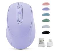 Dolrso Ratón Bluetooth, mouse inalámbrico recargable para laptop/iPad/MacBook Pro/Air, mouse silencioso portátil delgado para Surface Pro/PC/Lenovo/Samsung Tablet (morado)