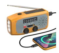 Dolucky Radio Solar de Emergencia, Radio de Manivela con Linterna LED, Alarma SOS, Am/FM Emergency Radio con Batería de 2000 mAh para Camping y Supervivencia, Naranja