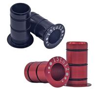 Dolvitrny 2: 4 adaptadores de eje pasante de 15 mm a 12 mm, convertidor de buje de aleación de aluminio con junta de goma, para rueda de horquilla delantera MTB, negro y rojo (negro)