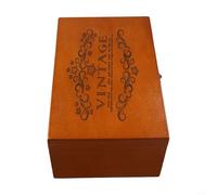 Dolvitrny Caja de almacenamiento de madera retro con cerradura para organizar recuerdos, joyas y documentos en el hogar, oficina o dormitorio (L)