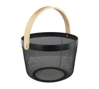 Dolvitrny Cesta de almacenamiento hueca, cesta de hierro y madera para organizar el hogar con diseño hueco para una mejor circulación del aire, 25 x 18 cm para juguetes, libros, color negro
