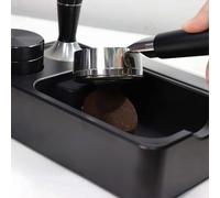 Dolvitrny Espresso Knock Box, organizador de café 3 en 1 con barra de percusión de acero, construcción de ABS, pies antideslizantes, para baristas domésticos y entusiastas del café (color negro)