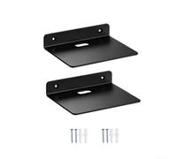 Dolvitrny Estante de pared flotante acrílico para plantas, altavoces y cámaras - Caballete de exhibición moderno de 15 x 11,5 x 3 cm, soporte de montaje negro que ahorra espacio (233-2 unidades)