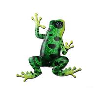 Dolvitrny Estatua de rana de metal para uso en exteriores, adorno de jardín Art Deco, decoración de patio, figura de rana montada en la pared, 18 x 20,5 cm (verde 1)