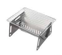 Dolvitrny Estufa portátil de camping, parrilla plegable de acero inoxidable para leña y carbón, estante compacto para cocinar al aire libre con bolsa de almacenamiento para senderismo y picnics