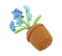 Dolvitrny Flor artificial de ganchillo hecha a mano Forget-Me-Not para mini maceta de punto, decoración floral de tela, acento de escritorio y estantería, día de San Valentín o (azul)