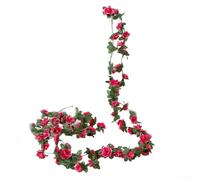 Dolvitrny Guirnalda de rosas de seda, decoración de vid de flores artificiales para el hogar, boda, jardín e interior, 2,5 metros para hojas y rosas con pétalos realistas (A)
