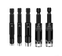 Dolvitrny Juego de perforadores huecos de vástago hexagonal para cuero, vinilo y plástico, kit de perforación de agujeros de acero al carbono de 5 mm, 6 mm, 8 mm, 12 mm, 14 mm