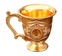 Dolvitrny Juego de tazas de té estilo - Copa de metal vintage, taza de bebida de aleación de zinc con diseño de incrustaciones talladas, copa de vino retro para fiesta de bar en casa, boca de 50 mm