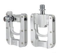 Dolvitrny Pedales de bicicleta plegables CNC aleación de aluminio con 3 rodamientos pines antideslizantes, para Brompton compatible con eje de 14 mm ligero par de actualización (plata)