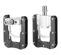 Dolvitrny Pedales de bicicleta plegables CNC de aleación de aluminio con 3 rodamientos pines antideslizantes, para Brompton compatible con eje de 14 mm ligero par de actualización (negro plateado)