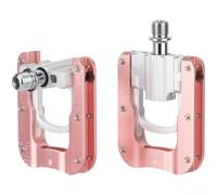 Dolvitrny Pedales de bicicleta plegables CNC de aleación de aluminio con 3 rodamientos pines antideslizantes, para Brompton compatible con eje de 14 mm, par de actualización ligero (rosa plateado)