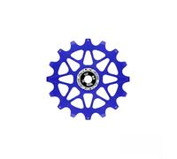 Dolvitrny Rueda de aleación de aluminio para bicicleta de carretera MTB, polea guía mecanizada CNC con rodamiento suave, diseño de dientes negativos positivos, 10T 12T 14T 16T (12T-azul)