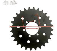 Dolvitrny Rueda de cadena de motor de piñón de bicicleta eléctrica 16T 25T 28T 32T engranaje de aluminio para motor de cubo de bicicleta eléctrica con montaje de disco de freno de 44 mm y tornillos