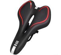 Dolvitrny Sillín de bicicleta de silicona mejorado con abrazadera extraíble para carretera, montaña y bicicletas, diseño ergonómico ventilado tiras reflectantes (rojo)
