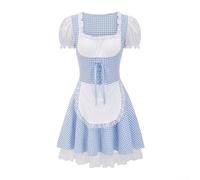 Dolvitrny Vestido tirolés del Oktoberfest para mujer, traje de sirvienta de cerveza bávara, festival alemán, moza, taberna, niña, cosplay, lencería de manga corta, elegante, mini fiesta club (S azul)