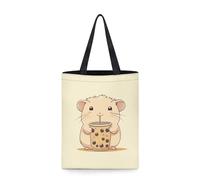 Dolyues Bolsas de lona para mujer con bolsillo de gran capacidad reutilizables, Boba Tea - Rata de agua potable, Medium