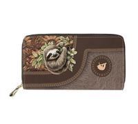 Dolyues Cartera larga de piel sintética impermeable para mujer, con cremallera, tarjeta de crédito, dinero en efectivo, monedero con bolsillo para monedas, perezoso, Clásico