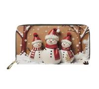 Dolyues Cartera larga para mujer con cremallera, tarjeta de crédito, dinero en efectivo, monedero con bolsillo para monedas, Trío de muñeco de nieve marrón, Clásico