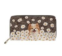 Dolyues Cartera larga para mujer con cremallera, tarjeta de crédito, dinero en efectivo, monedero con bolsillo para monedas, Daisy Chihuahua, Clásico