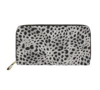Dolyues Cartera larga para mujer con cremallera, tarjeta de crédito, dinero en efectivo, monedero con bolsillo para monedas, Leopardo blanco y negro, Clásico