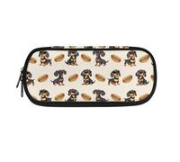 Dolyues Estuche para lápices, organizador para oficina, universidad, escuela, bolsa grande de almacenamiento para bolígrafos para niños y adultos, Dachshund y Hot Dog, Organizador de bolsas