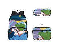 Dolyues Juego de mochila de 3 piezas para niños, mochila escolar con fiambrera, bonito estuche para bolígrafos de 17 pulgadas, bolsa universitaria, Astronauta