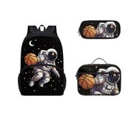 Dolyues Mochila escolar de astronauta con lonchera y estuche para lápices, mochila escolar para estudiantes de secundaria, juego de 3 piezas, Astronauta