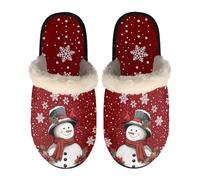 Dolyues Pantuflas cómodas y acogedoras para mujer, con parte trasera de goma antideslizante, zapatos de interior, Cardenal de muñeco de nieve rojo, X-Large