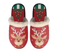 Dolyues Pantuflas para mujer, ligeras, sin cordones, informales, cálidas, de invierno, Luz de reno roja, X-Small